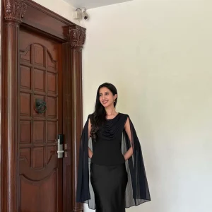 Celine Satin Skirt in Black